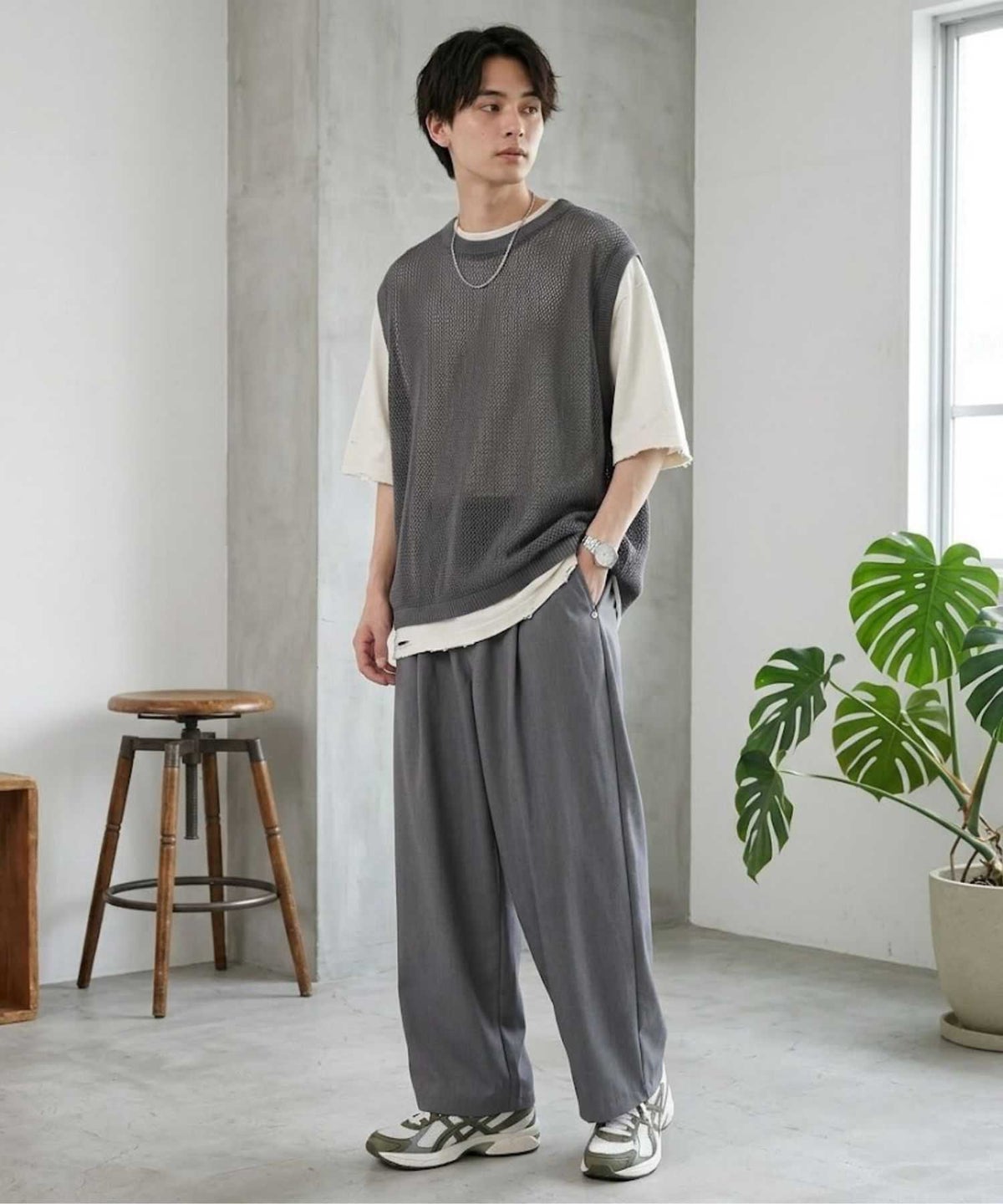 URBAN COLLECTION ツイルタックカーブスラックス メンズ