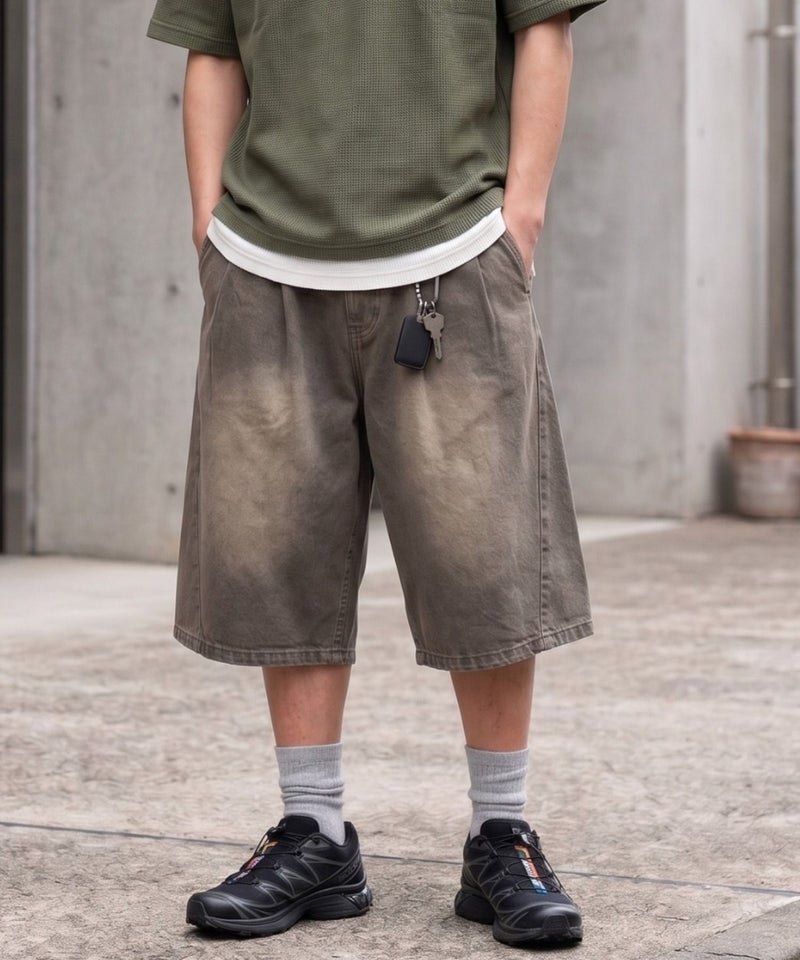 [期間限定価格]URBAN COLLECTION  ワイドシルエット タックバギーショートパンツ メンズ商品画像-3