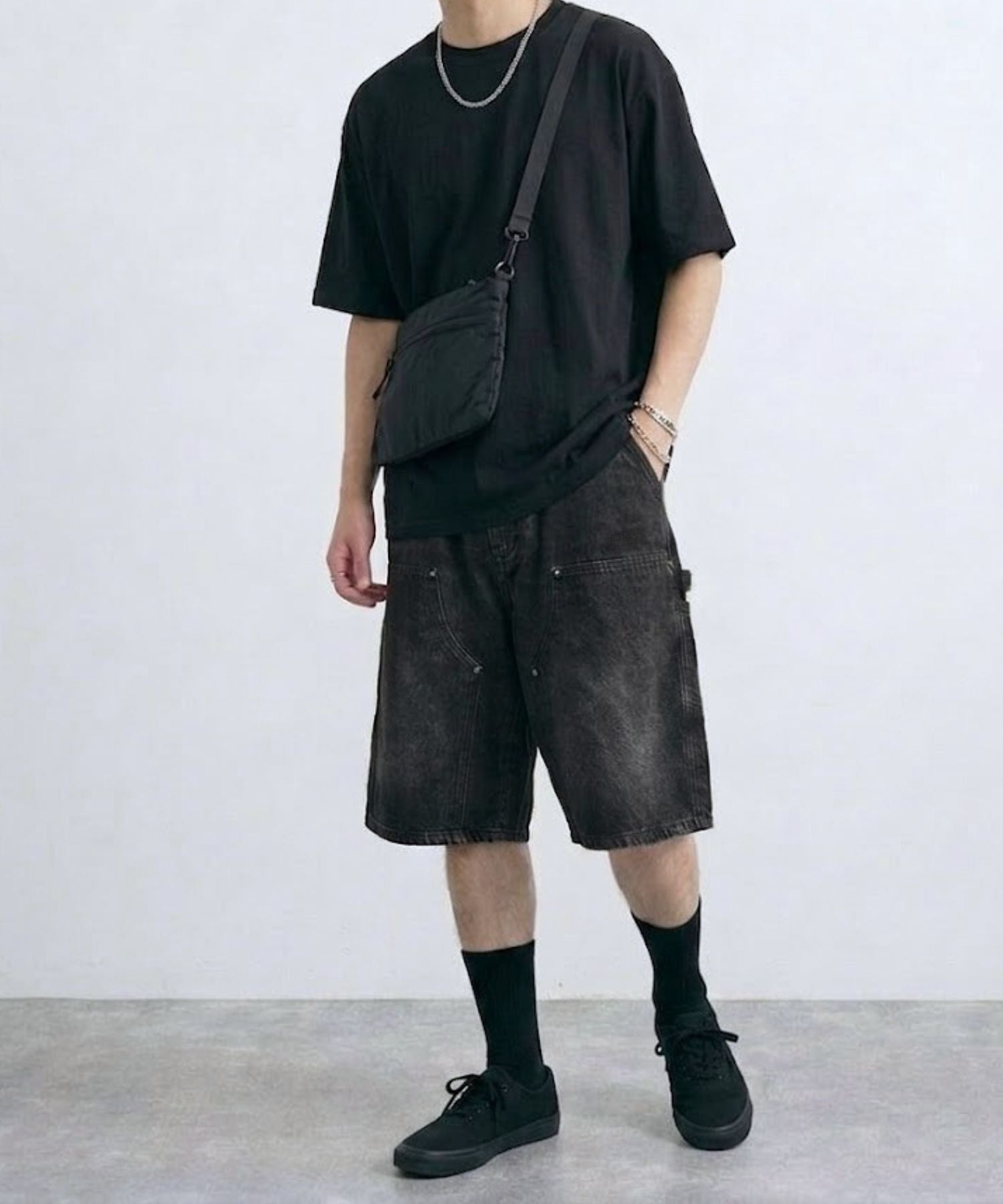 THRASHER ダブルニーデニムハーフパンツ メンズ