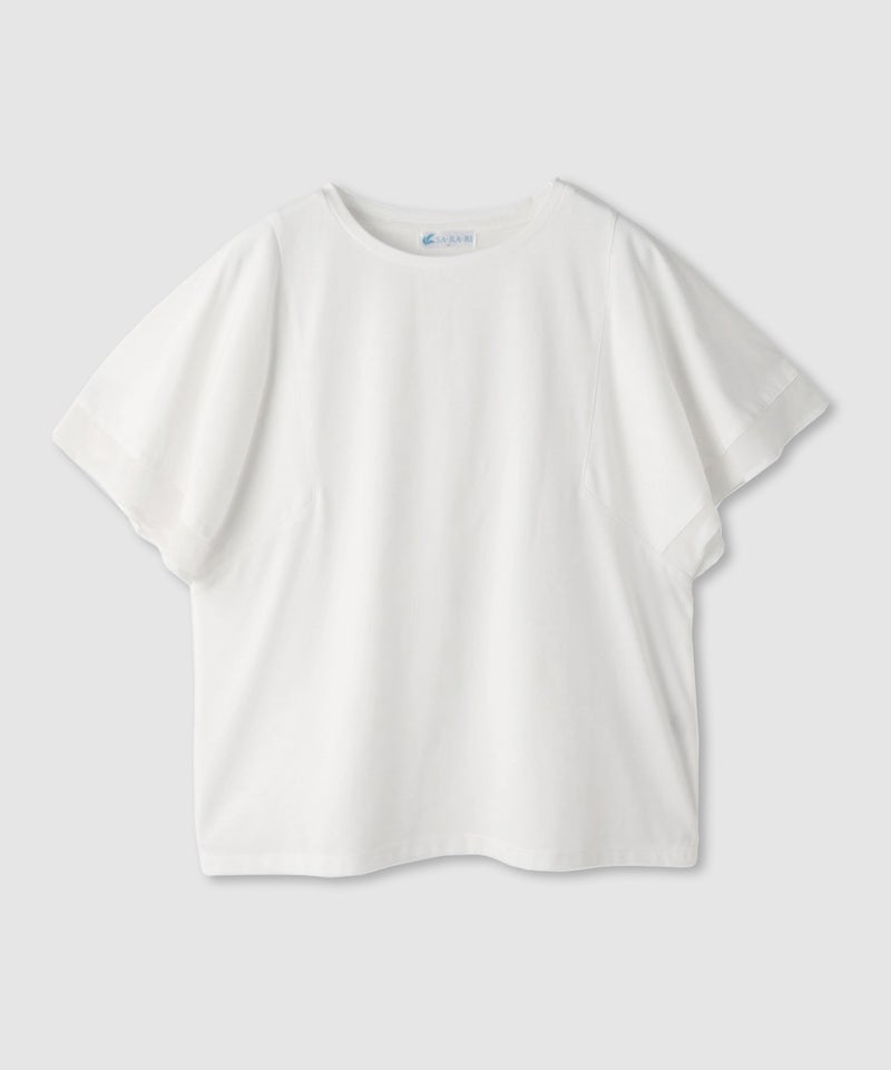 NAVY SARARI 冷感 シフォン使いフレアスリーブUVカットTシャツ レディース メール便 対応商品商品画像-1