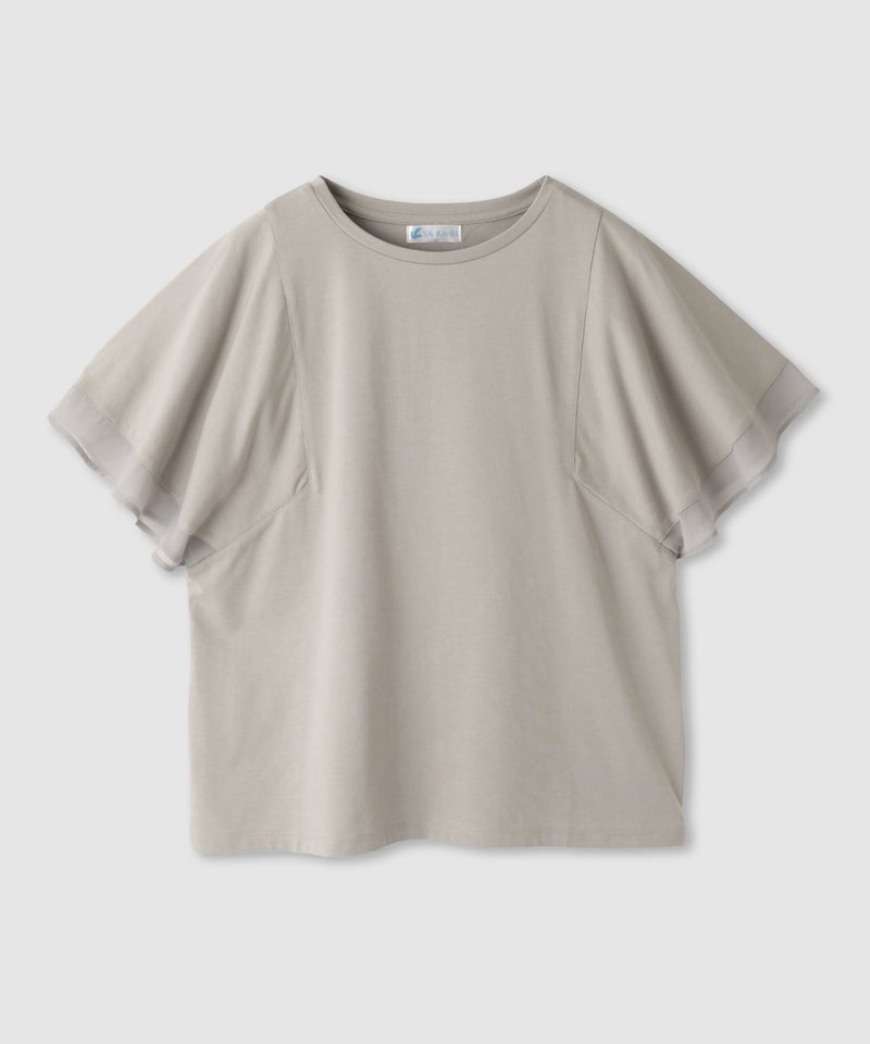 NAVY SARARI 冷感 シフォン使いフレアスリーブUVカットTシャツ レディース メール便 対応商品商品画像-2