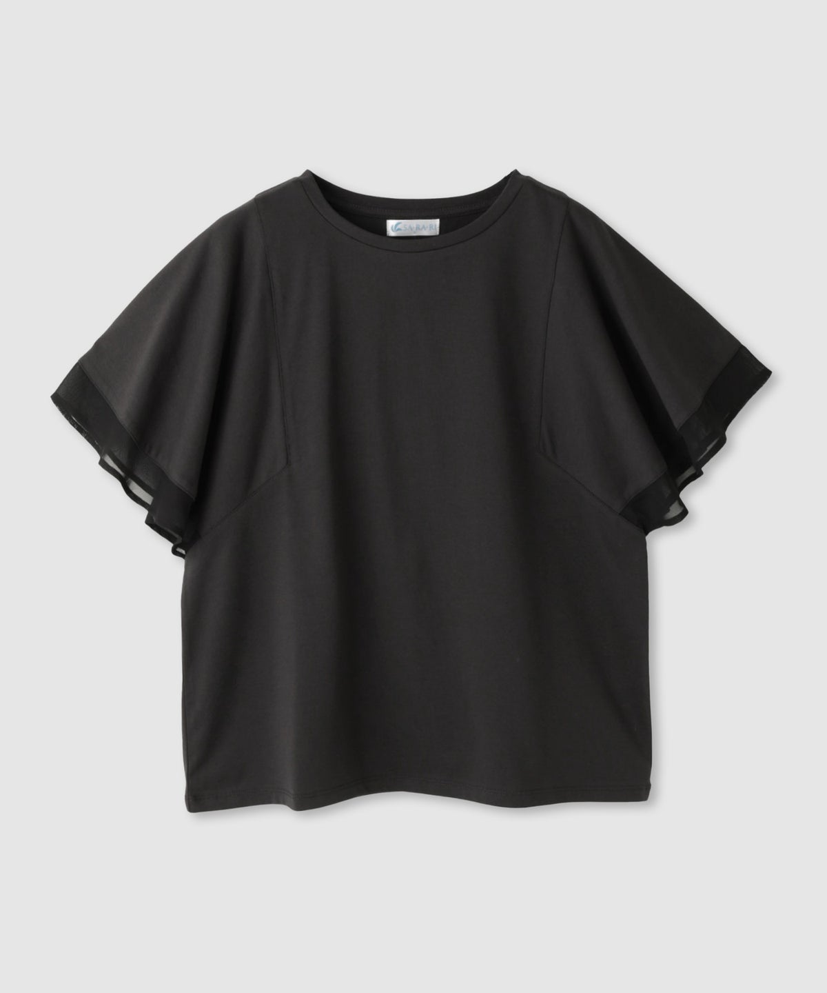NAVY SARARI 冷感 シフォン使いフレアスリーブUVカットTシャツ レディース メール便 対応商品