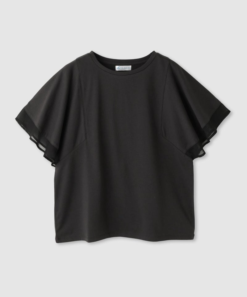 NAVY SARARI 冷感 シフォン使いフレアスリーブUVカットTシャツ レディース メール便 対応商品商品画像-3
