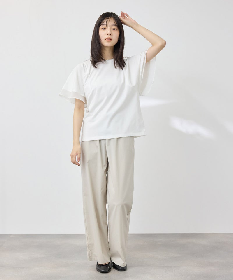 [値下げ]NAVY  SARARI 冷感 シフォン使いフレアスリーブUVカットTシャツ レディース メール便 対応商品商品画像-9