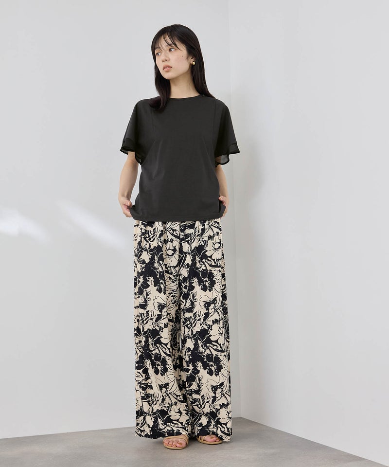 NAVY SARARI 冷感 シフォン使いフレアスリーブUVカットTシャツ レディース メール便 対応商品商品画像-11