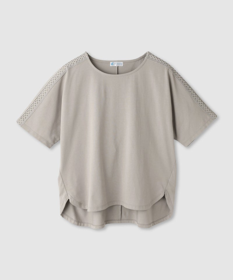 NAVY SARARI 冷感 ショルダーレースUVカットTシャツ レディース メール便 対応商品商品画像-1