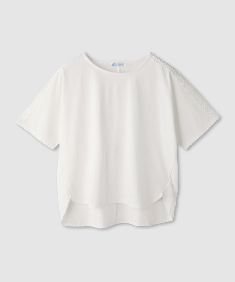 NAVY SARARI 冷感 ショルダーレースUVカットTシャツ レディース メール便 対応商品商品画像-2