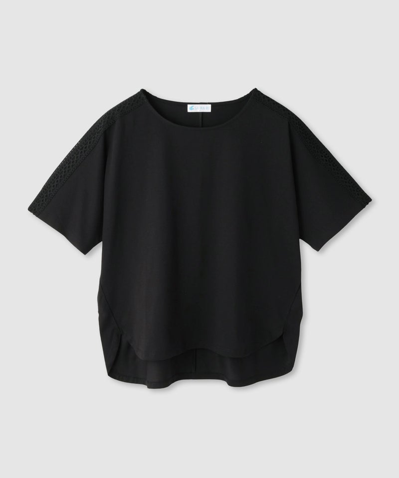 NAVY SARARI 冷感 ショルダーレースUVカットTシャツ レディース メール便 対応商品商品画像-3