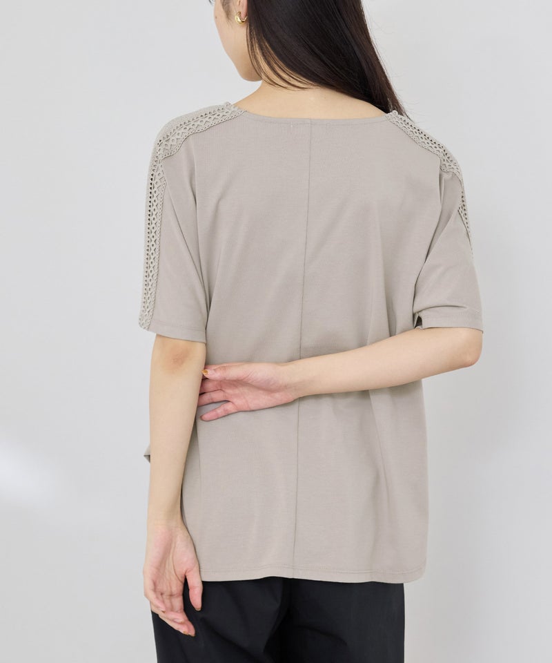 [値下げ]NAVY  SARARI 冷感 ショルダーレースUVカットTシャツ レディース メール便 対応商品商品画像-6