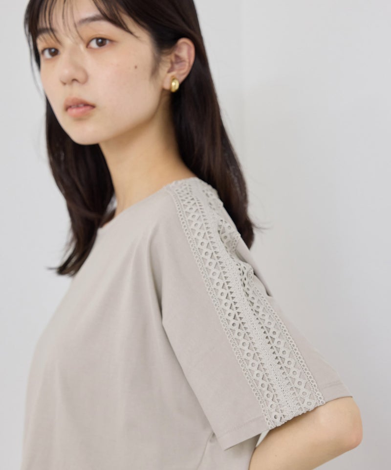 [値下げ]NAVY  SARARI 冷感 ショルダーレースUVカットTシャツ レディース メール便 対応商品商品画像-8