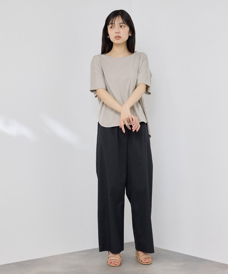 NAVY SARARI 冷感 ショルダーレースUVカットTシャツ レディース メール便 対応商品商品画像-9