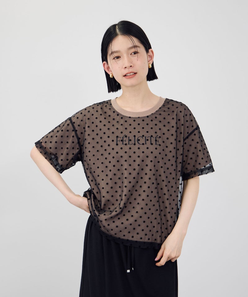 Idnes フロッキードットチュール レイヤードTシャツ レディース メール便 対応商品商品画像-3