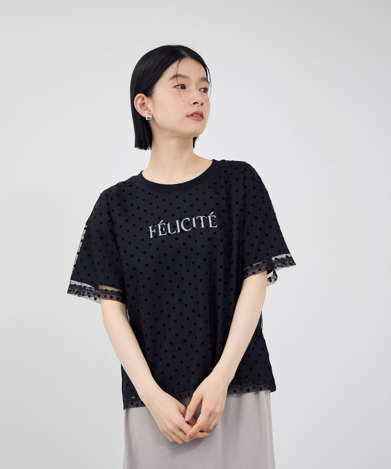 Idnes フロッキードットチュール レイヤードTシャツ レディース メール便 対応商品商品画像-4