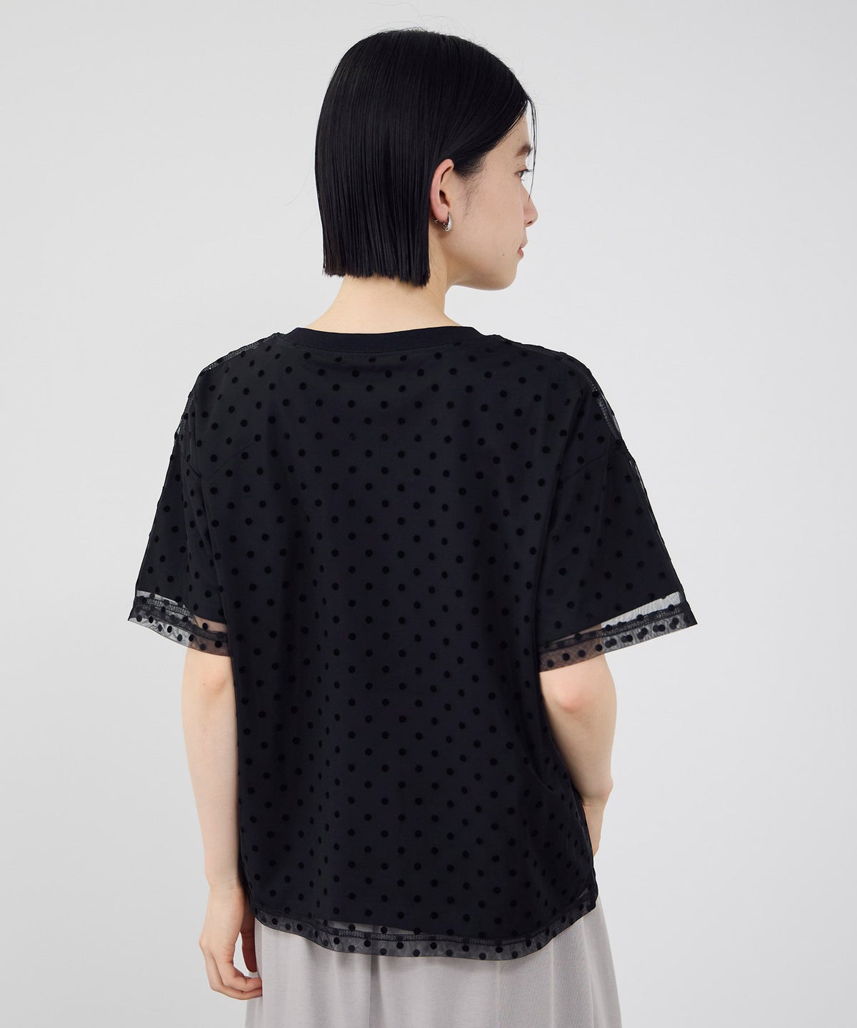Idnes フロッキードットチュール レイヤードTシャツ レディース メール便 対応商品