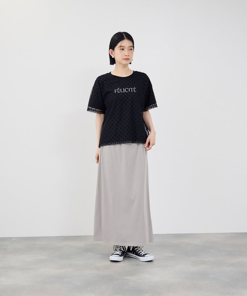 Idnes フロッキードットチュール レイヤードTシャツ レディース メール便 対応商品商品画像-8