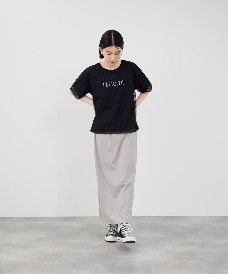 Idnes フロッキードットチュール レイヤードTシャツ レディース メール便 対応商品商品画像-9