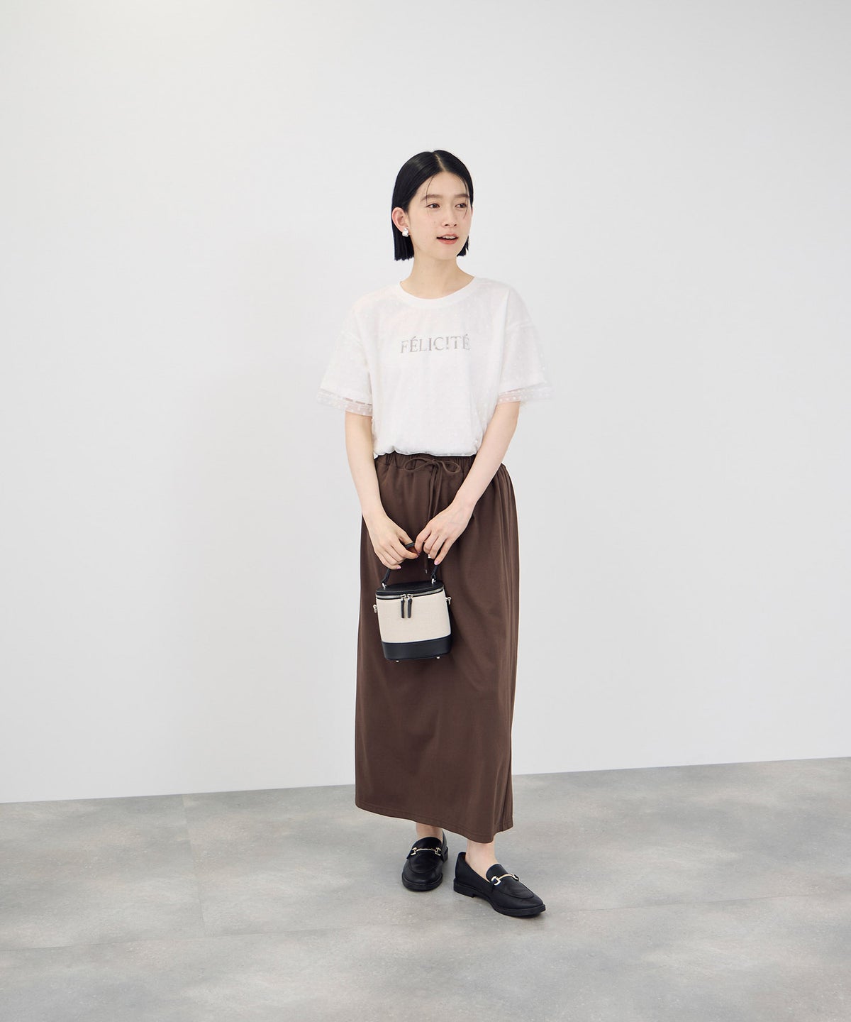 Idnes フロッキードットチュール レイヤードTシャツ レディース メール便 対応商品