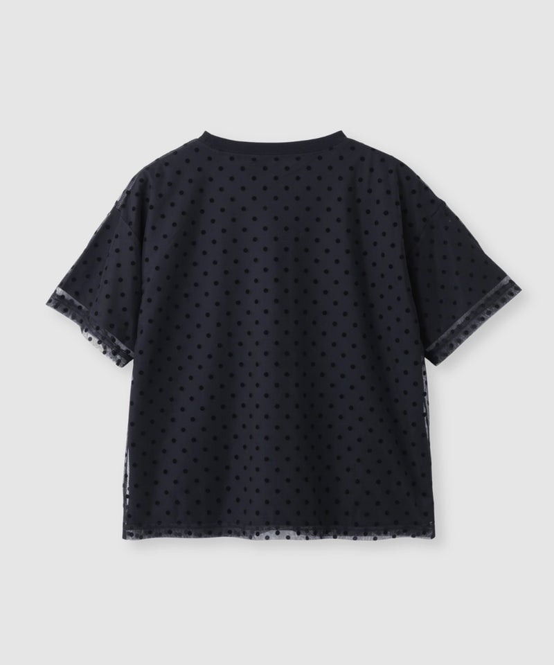 Idnes フロッキードットチュール レイヤードTシャツ レディース メール便 対応商品商品画像-19