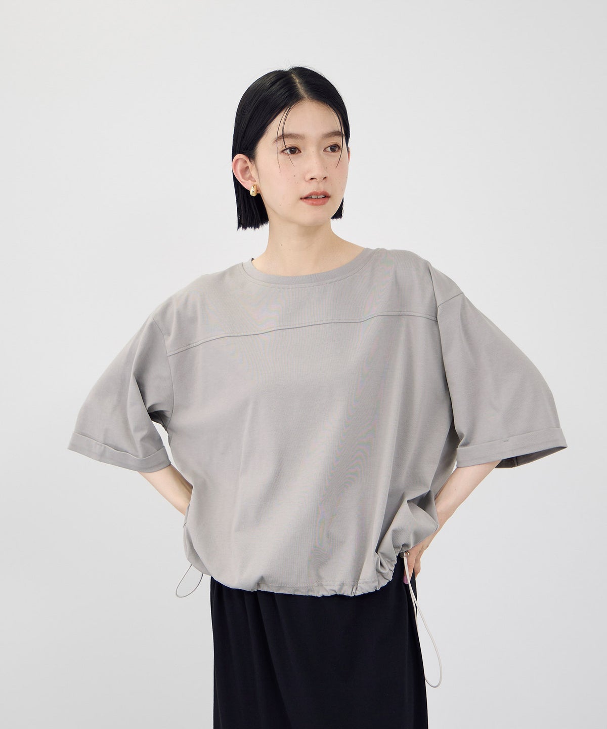Idnes 接触冷感 裾ドロスト ドルマンプルオーバーカットソー レディース メール便 対応商品