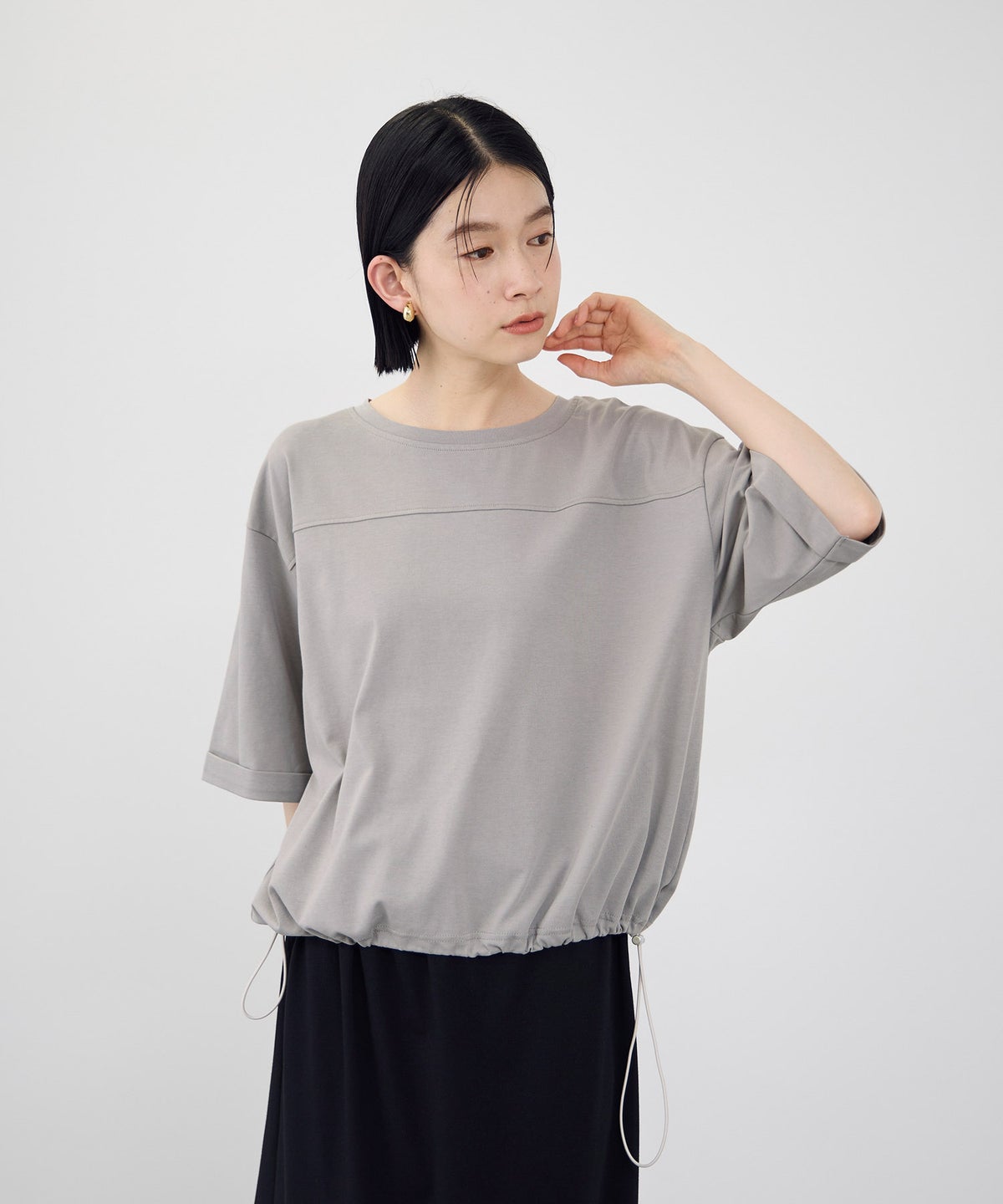 Idnes 接触冷感 裾ドロスト ドルマンプルオーバーカットソー レディース メール便 対応商品