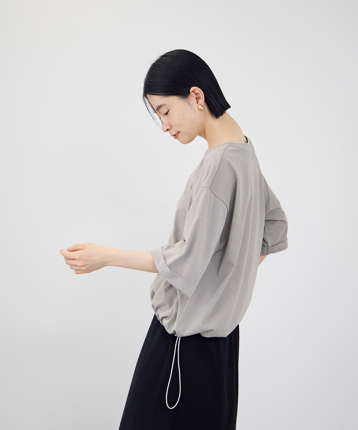 Idnes 接触冷感 裾ドロスト ドルマンプルオーバーカットソー レディース メール便 対応商品