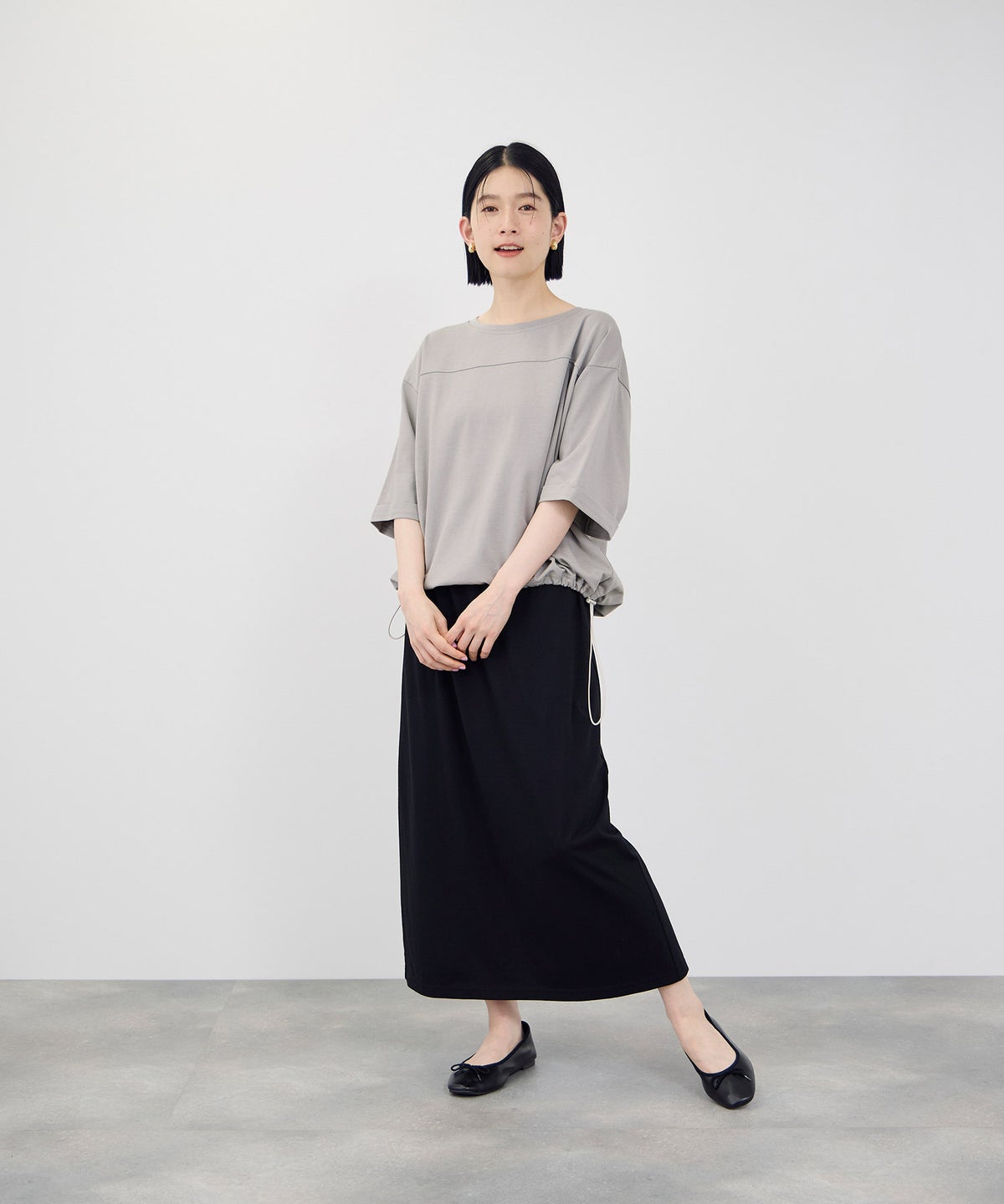 Idnes 接触冷感 裾ドロスト ドルマンプルオーバーカットソー レディース メール便 対応商品