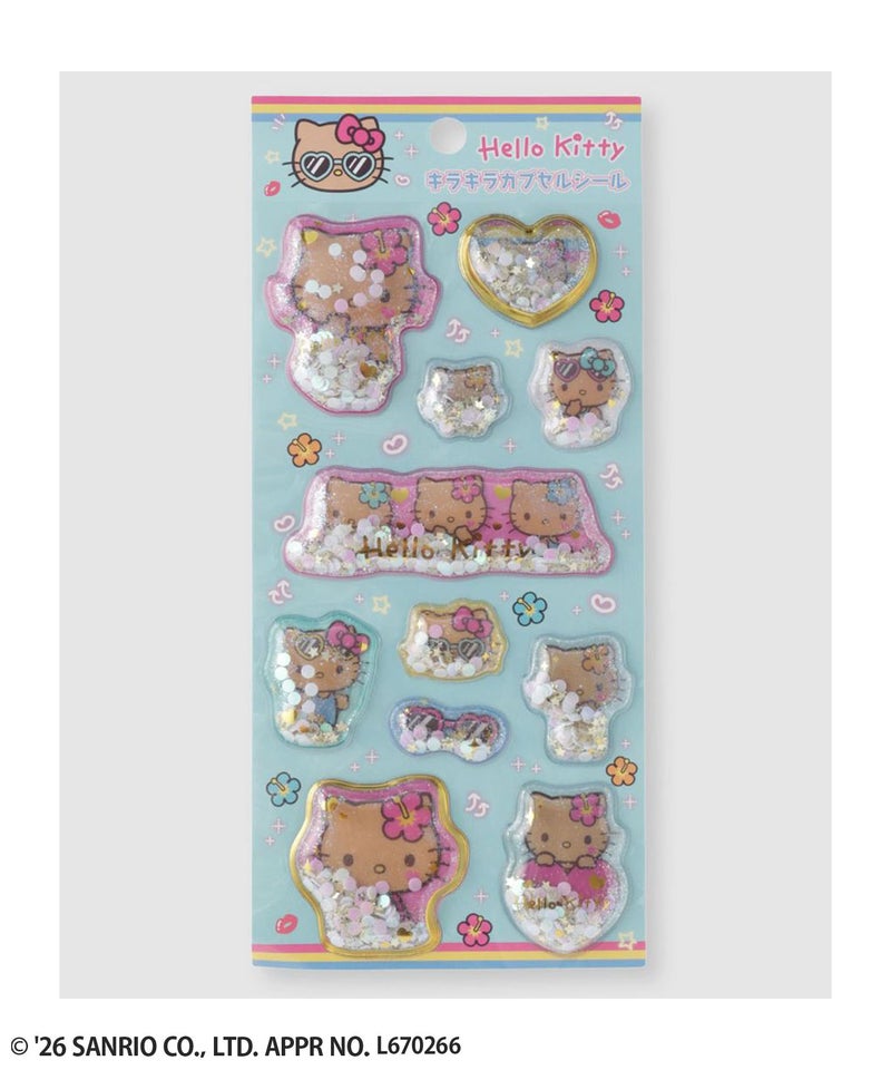 サンリオキャラクターズ ハローキティ キラキラカプセルシール 日焼け商品画像-1