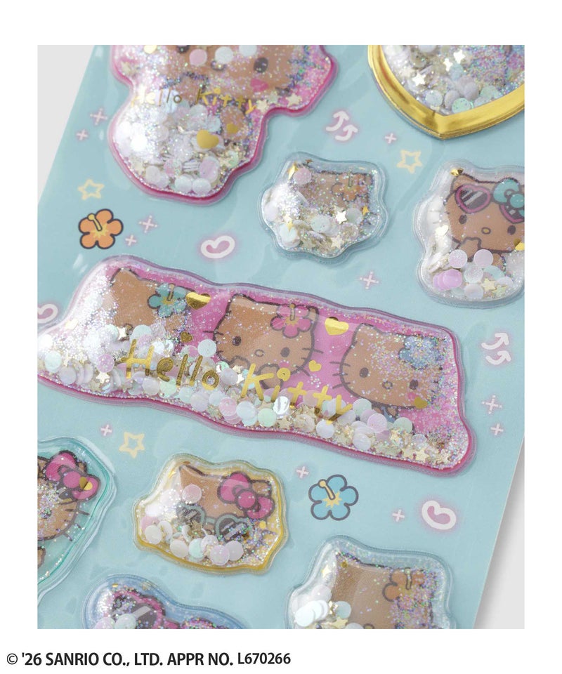 サンリオキャラクターズ ハローキティ キラキラカプセルシール 日焼け商品画像-3