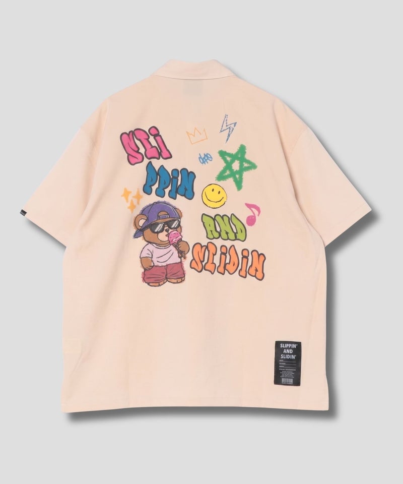 クマプリント ランダムグラフィック オーバーサイズシャツ メンズ商品画像-5