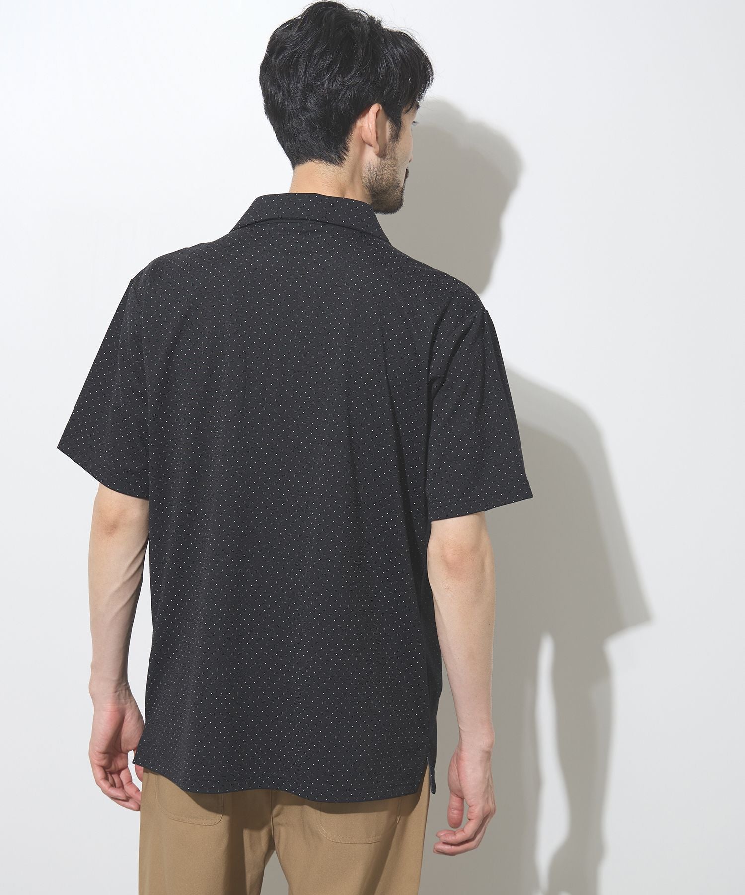 NAVY SARARI 鹿の子 ドット柄スキッパーポロシャツ メンズ
