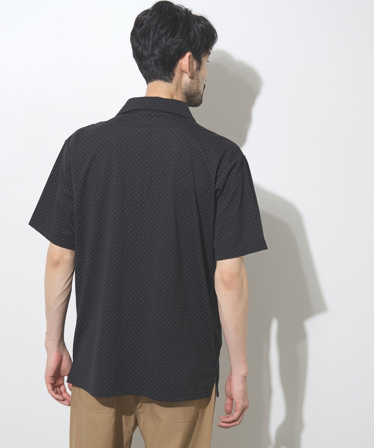 NAVY SARARI 鹿の子 ドット柄スキッパーポロシャツ メンズ