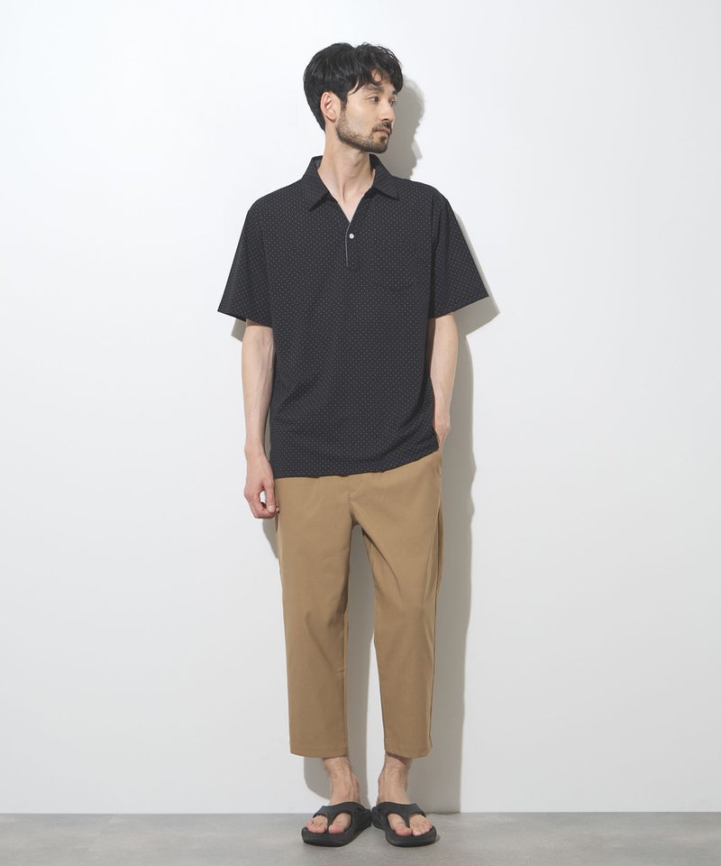NAVY SARARI 鹿の子 ドット柄スキッパーポロシャツ メンズ商品画像-7