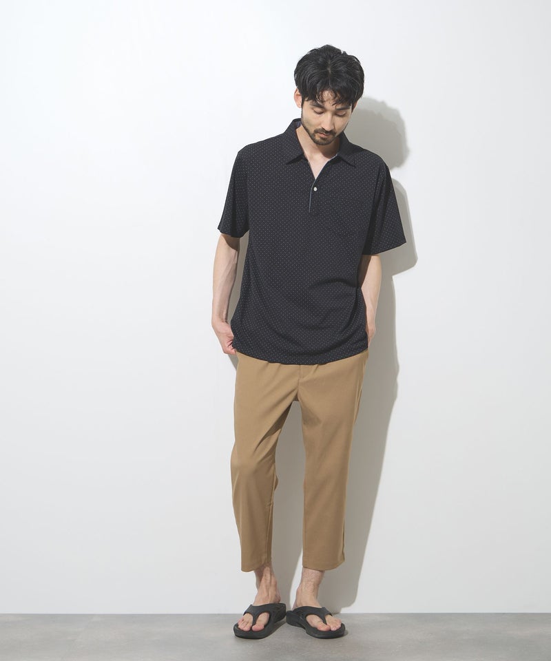 NAVY SARARI 鹿の子 ドット柄スキッパーポロシャツ メンズ商品画像-8
