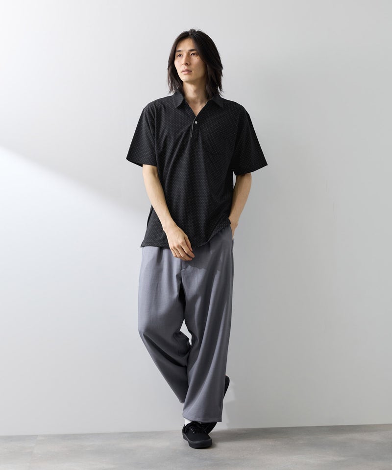 NAVY  SARARI 鹿の子 ドット柄スキッパーポロシャツ メンズ商品画像-9