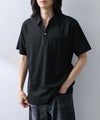 NAVY SARARI リップル 無地スキッパーポロシャツ メンズ商品サムネイル-1