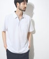 NAVY  SARARI リップル 無地スキッパーポロシャツ メンズ商品サムネイル-1