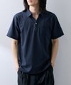 NAVY  SARARI リップル 無地スキッパーポロシャツ メンズ商品サムネイル-4