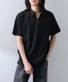 NAVY  SARARI リップル 無地スキッパーポロシャツ メンズ商品サムネイル-5