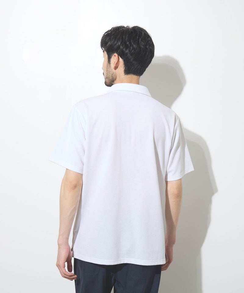 NAVY SARARI リップル 無地スキッパーポロシャツ メンズ商品画像-7
