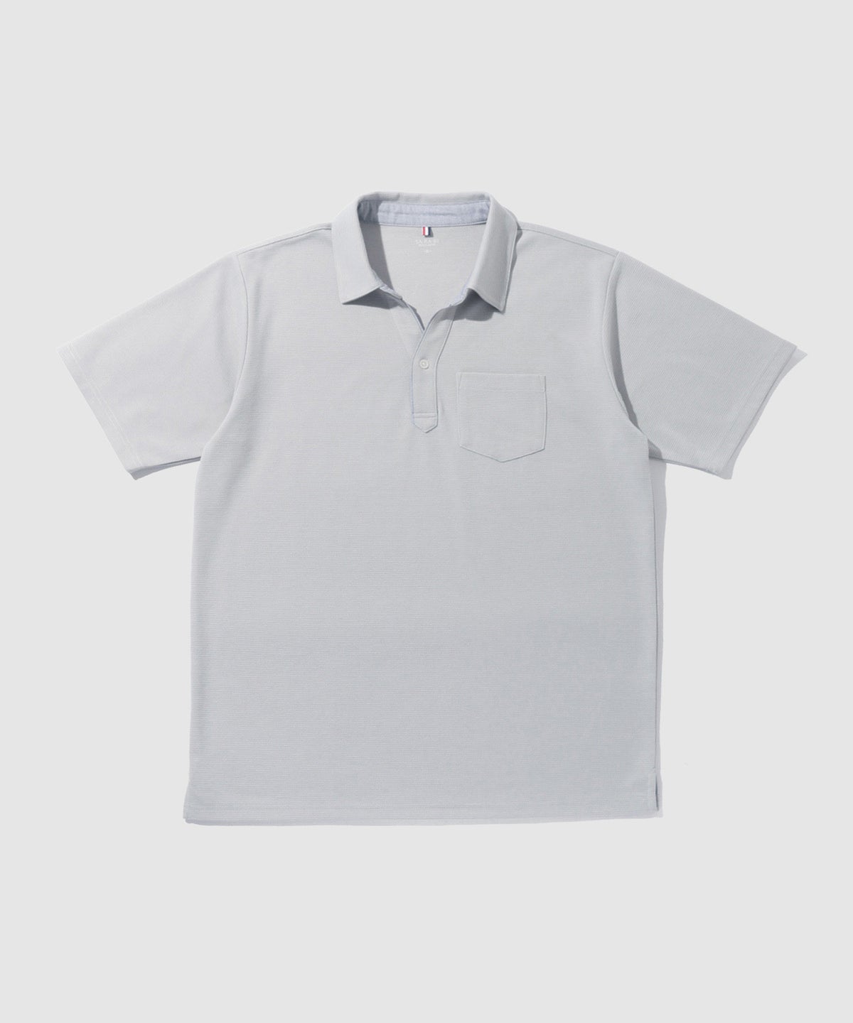 NAVY SARARI リップル 無地スキッパーポロシャツ メンズ