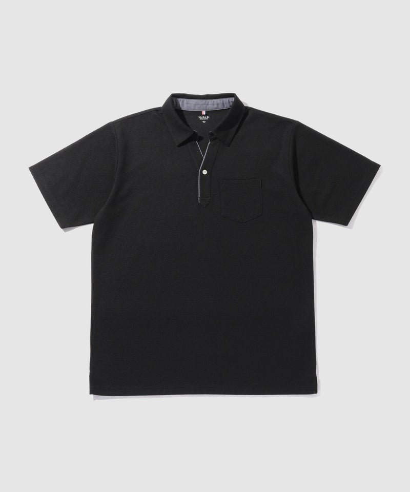 NAVY SARARI リップル 無地スキッパーポロシャツ メンズ商品画像-18