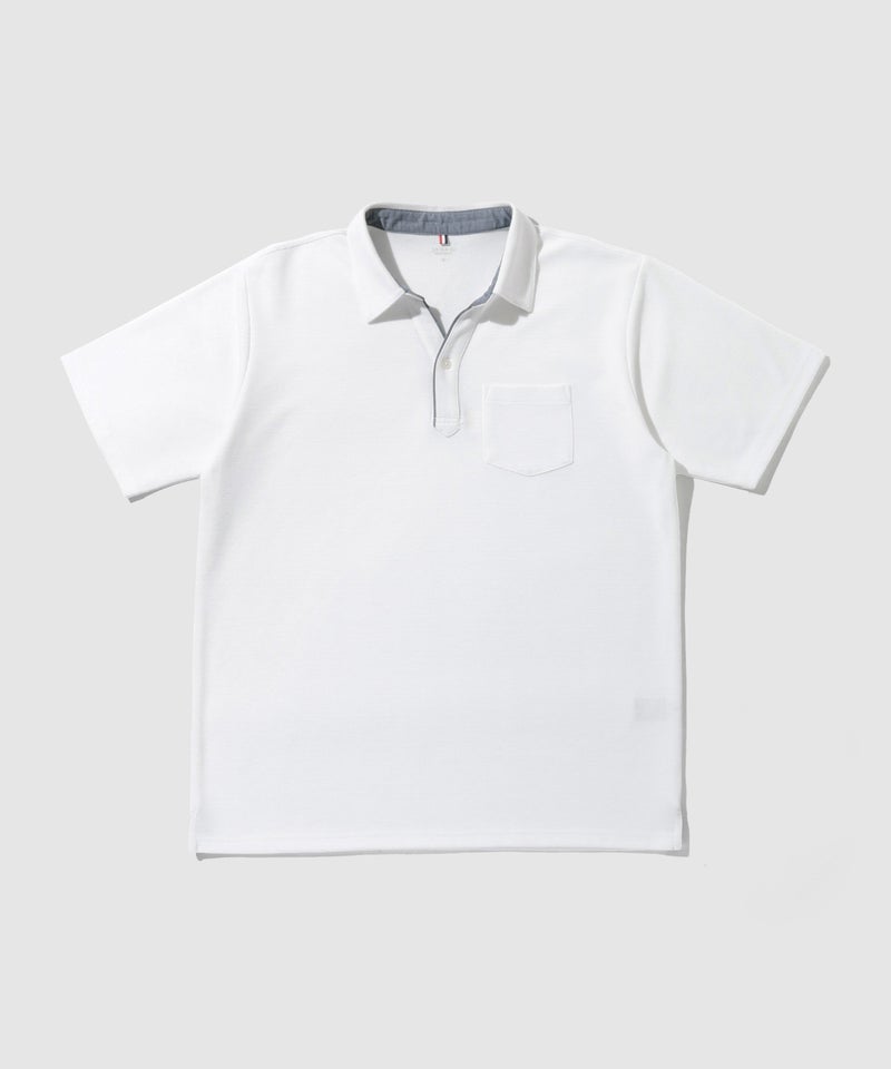 NAVY SARARI リップル 無地スキッパーポロシャツ メンズ商品画像-19