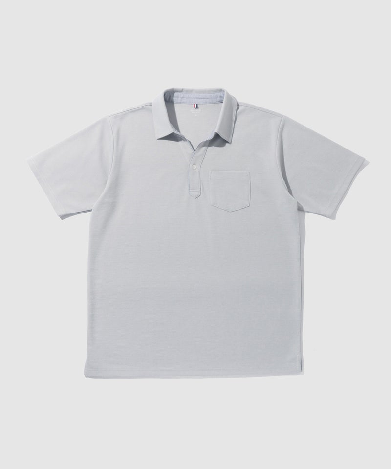NAVY SARARI リップル 無地スキッパーポロシャツ メンズ商品画像-20