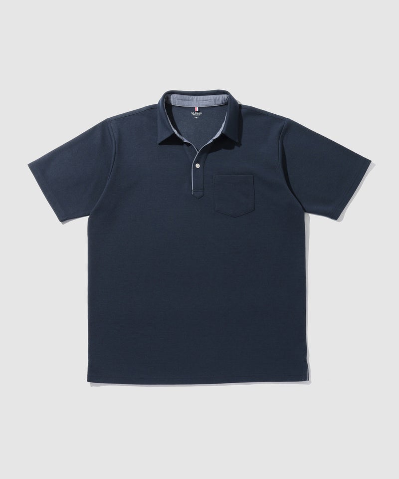 NAVY SARARI リップル 無地スキッパーポロシャツ メンズ商品画像-21