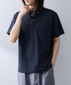 NAVY  SARARI 冷感サッカーストライプ ボタンダウンポロシャツ メンズ商品サムネイル-1