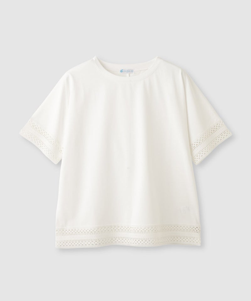 NAVY SARARI 冷感 UVカット 袖レースTシャツ レディース メール便 対応商品商品画像-1