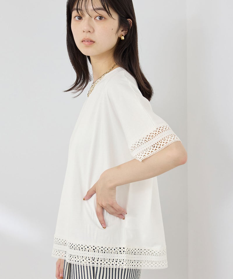 NAVY  SARARI 冷感 UVカット 袖レースTシャツ レディース メール便 対応商品商品画像-5