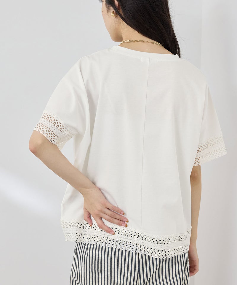 NAVY  SARARI 冷感 UVカット 袖レースTシャツ レディース メール便 対応商品商品画像-6