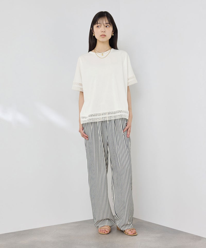 NAVY  SARARI 冷感 UVカット 袖レースTシャツ レディース メール便 対応商品商品画像-8