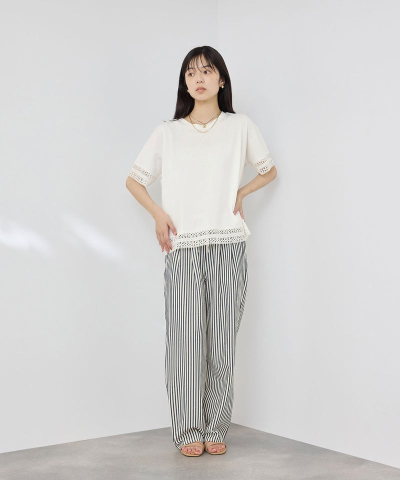 NAVY SARARI 冷感 UVカット 袖レースTシャツ レディース メール便 対応商品商品画像-9